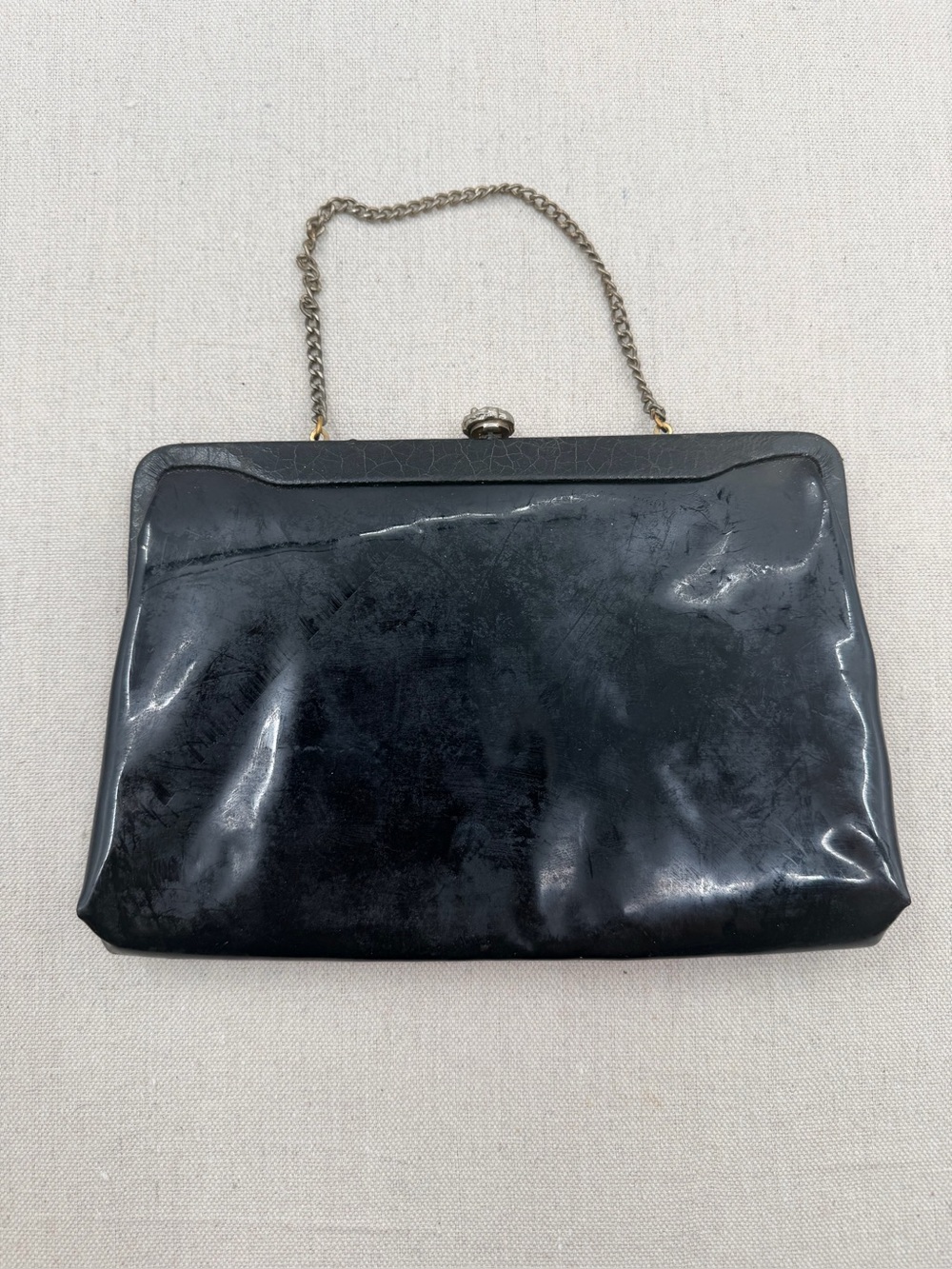 Black Vintage 1960’s Chain-Handle Evening Clutch